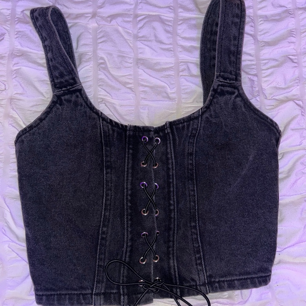 Wild Fable Charcoal Button-Up Denim Shirt